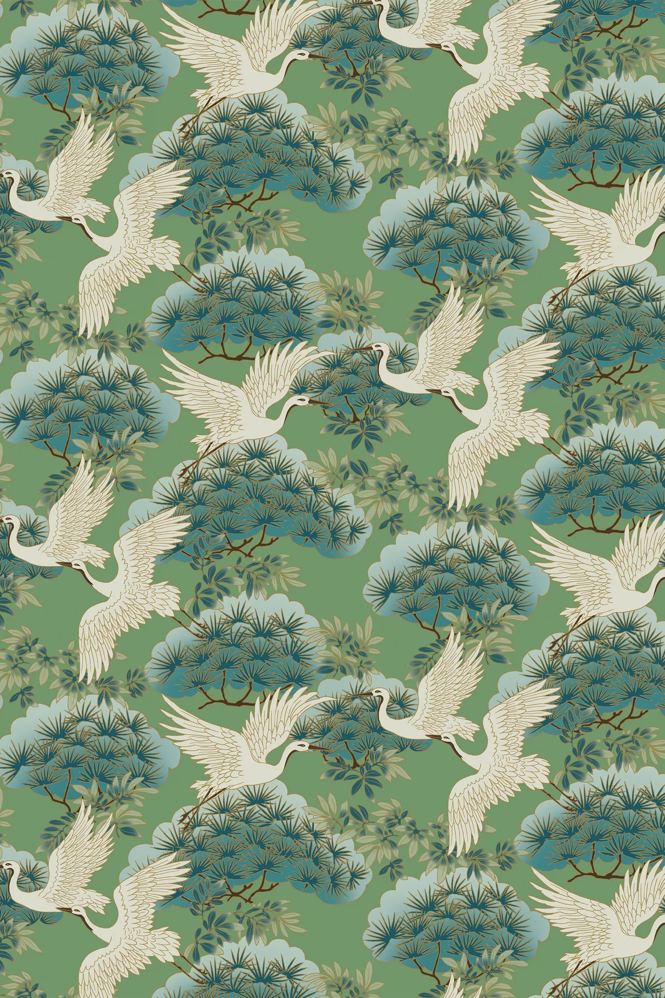 Sprig and Heron Black Floral Wallpaper - thumbnail 5