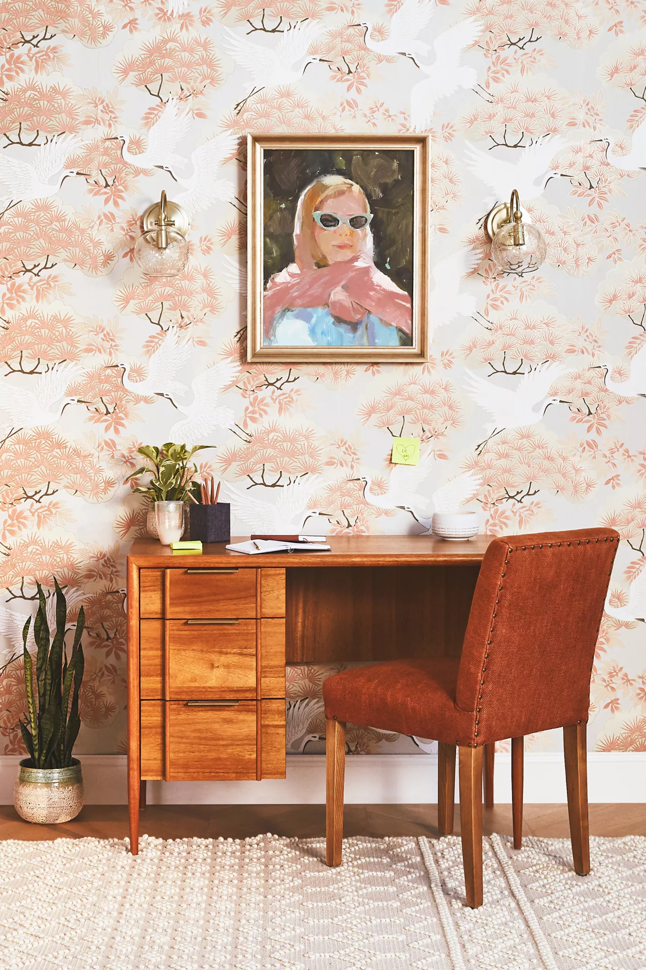 Sprig and Heron Black Floral Wallpaper - thumbnail 8
