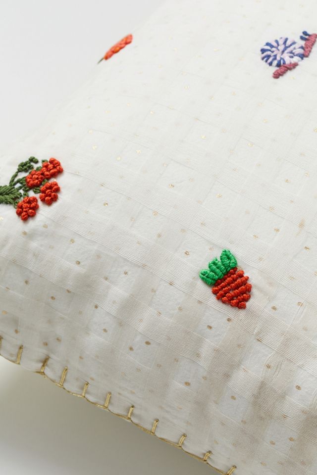 Hand-Embroidered Fruit Pillow #2