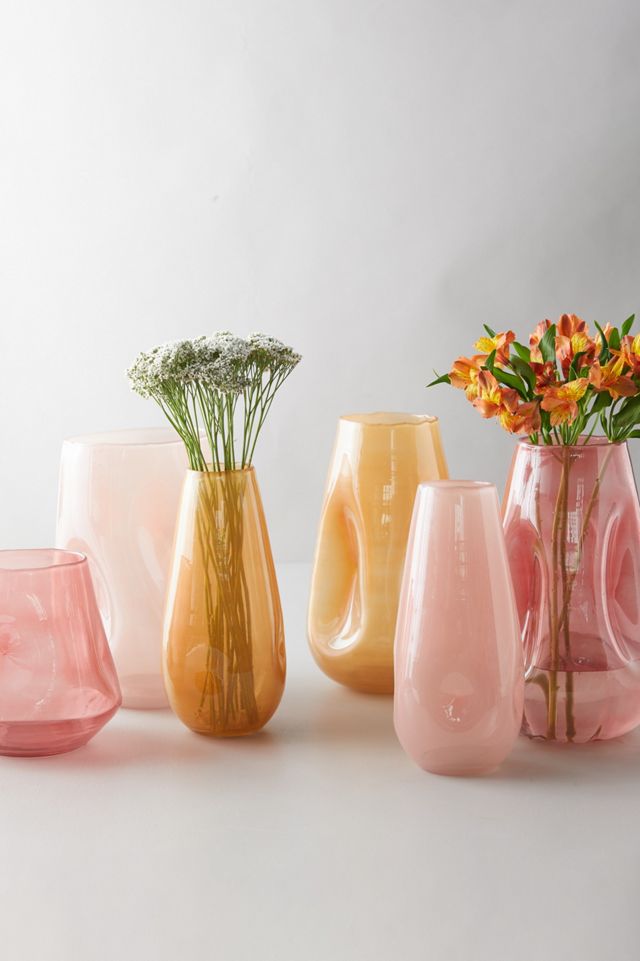 Dimpled Cylinder Vase, Orange #5