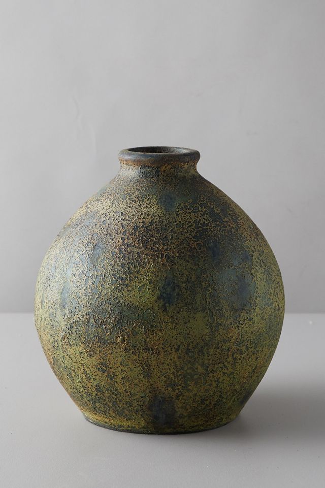 Aged Ceramic Vase, Green #1