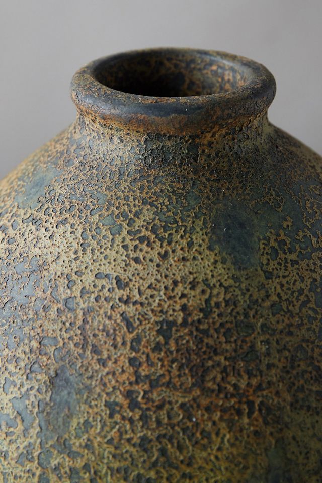 Aged Ceramic Vase, Green #2