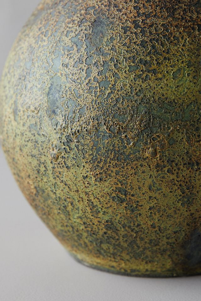 Aged Ceramic Vase, Green #3