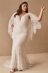 BHLDN Odalis Cape-Sleeve Deep-V Lace Wedding Gown #4