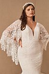 BHLDN Odalis Cape-Sleeve Deep-V Lace Wedding Gown #6