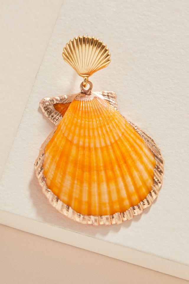 Scalloped Shell Drop Earrings #1