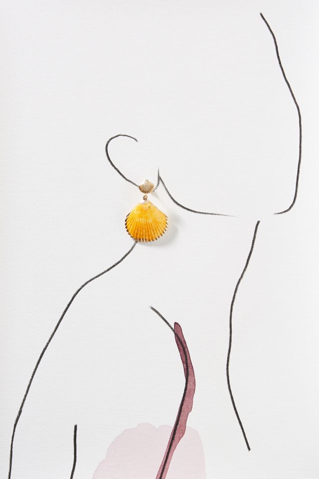 Scalloped Shell Drop Earrings #2