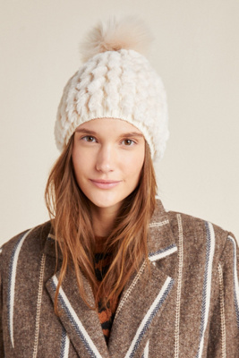 Agnes Pommed Eyelash Beanie | Anthropologie display picture 1