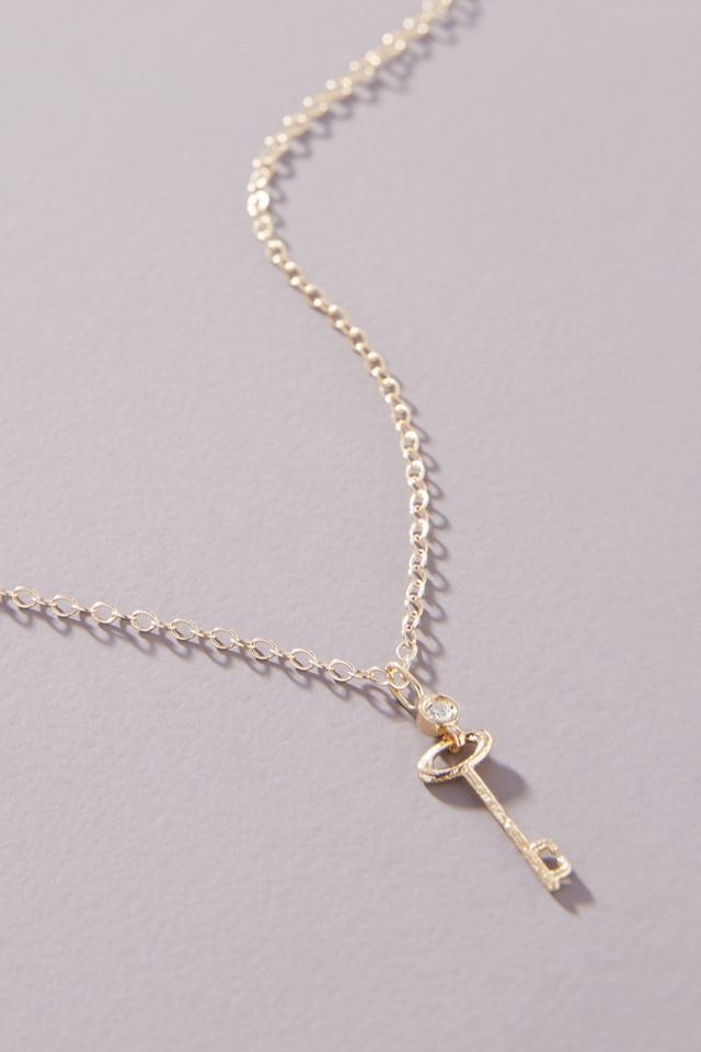 Sofia Zakia 14K Gold Skeleton Key Diamond Pendant Necklace