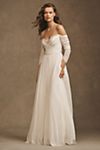 Wtoo by Watters Miles V-Neck Ruched-Sleeve Mesh Wedding Gown #3