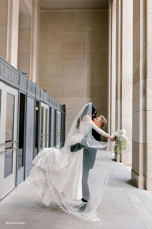 Wtoo by Watters Miles V-Neck Ruched-Sleeve Mesh Wedding Gown #7