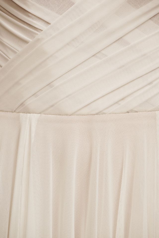 Wtoo by Watters Miles V-Neck Ruched-Sleeve Mesh Wedding Gown #5