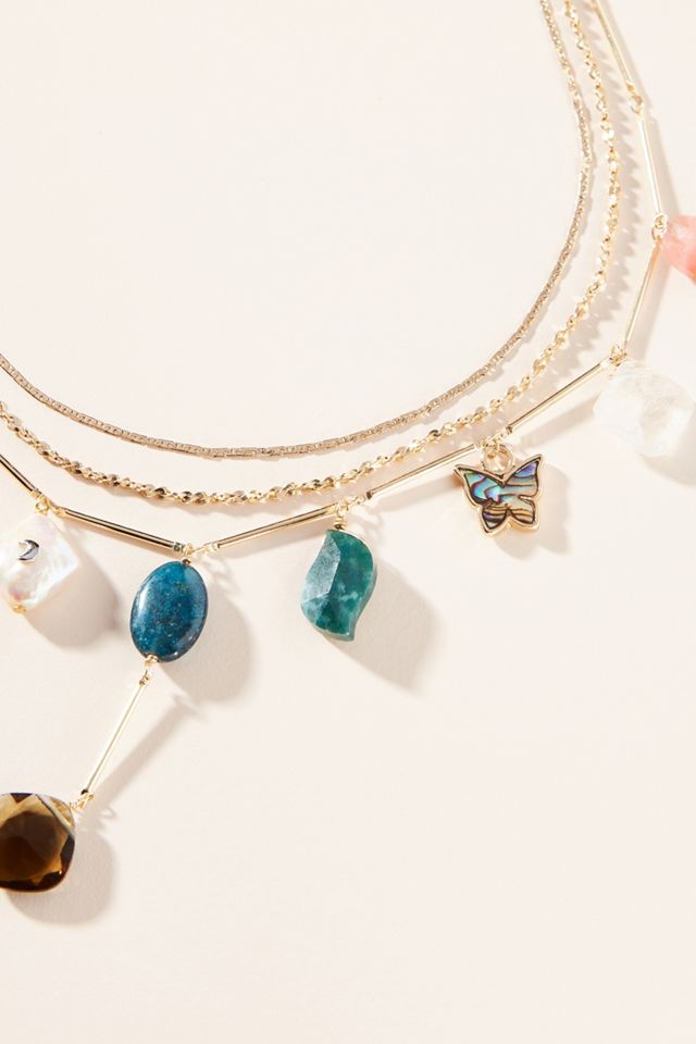 Layered Gemstone Lariat Necklace #1