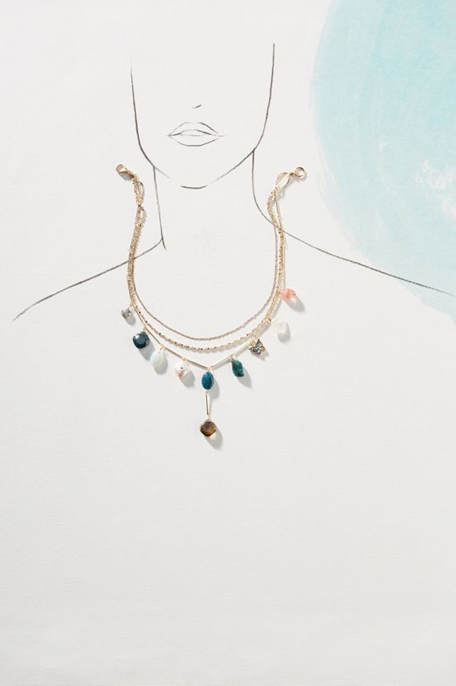 Layered Gemstone Lariat Necklace #2
