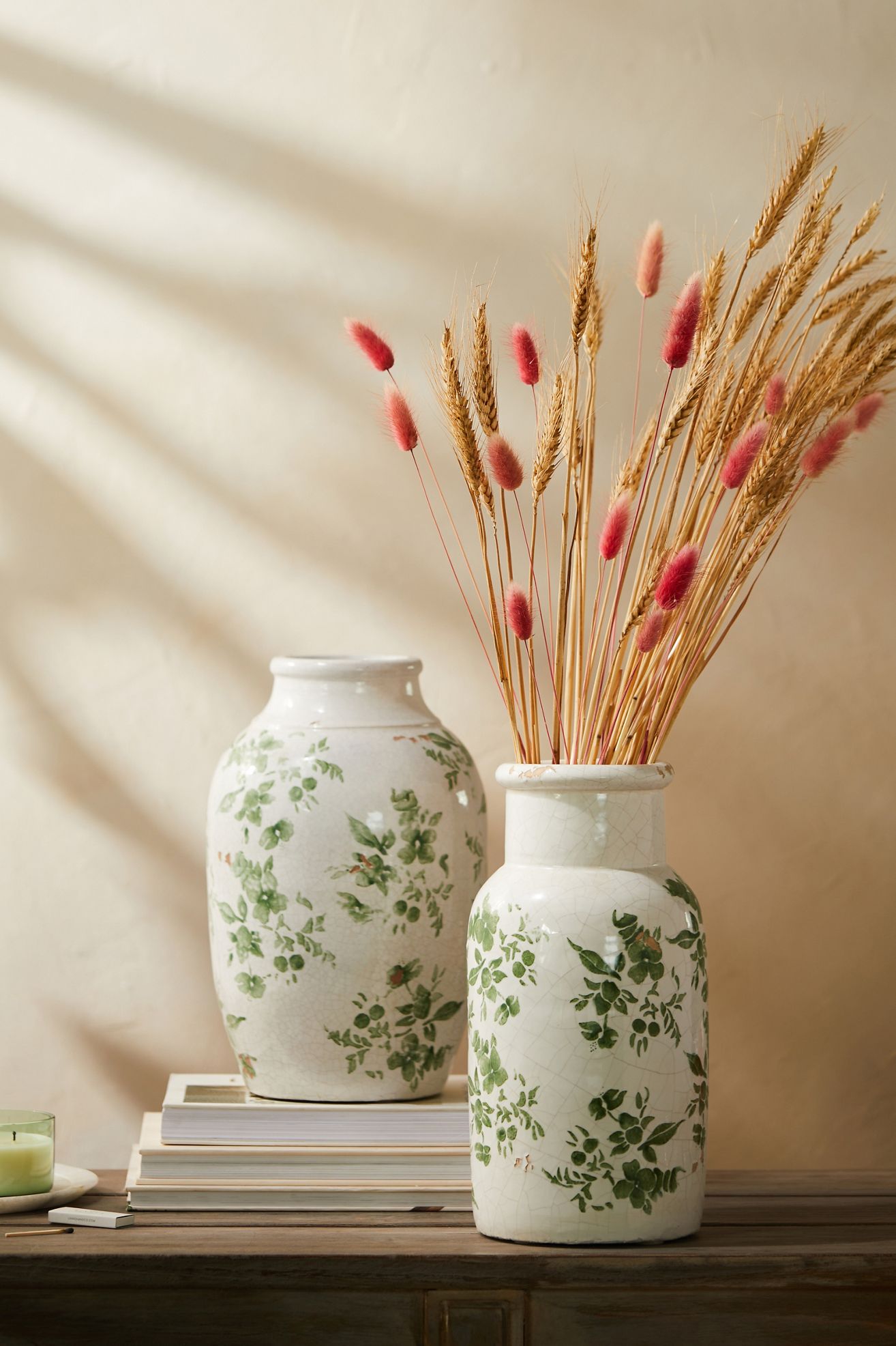 Green Chinoiserie Column Vase - Multi, One Size