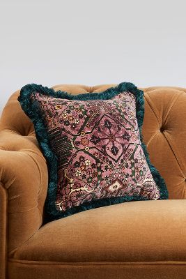 House of Hackney Mey Meh Fringed Velvet Pillow | AnthroLiving