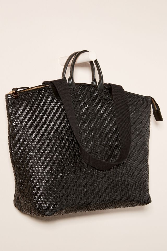 Clare V. Black Straw Handle Bag