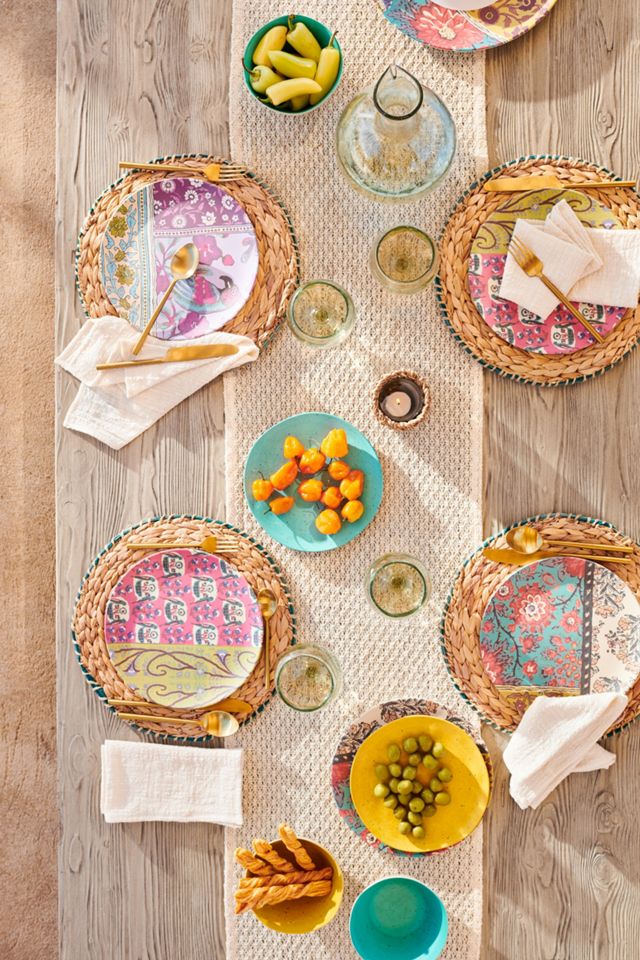 Blockprint Bamboo Melamine Dinner Plate #4