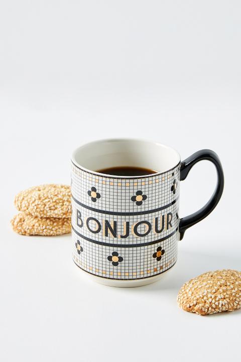 The Bistro Tile Stoneware Mug: Bonjour Edition