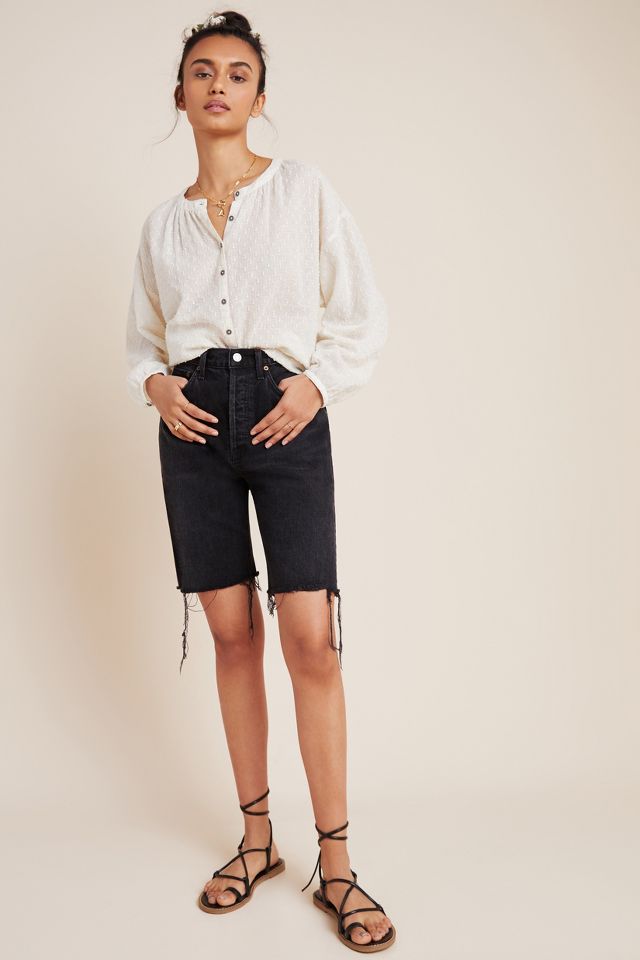 Bermuda high waisted denim shorts online