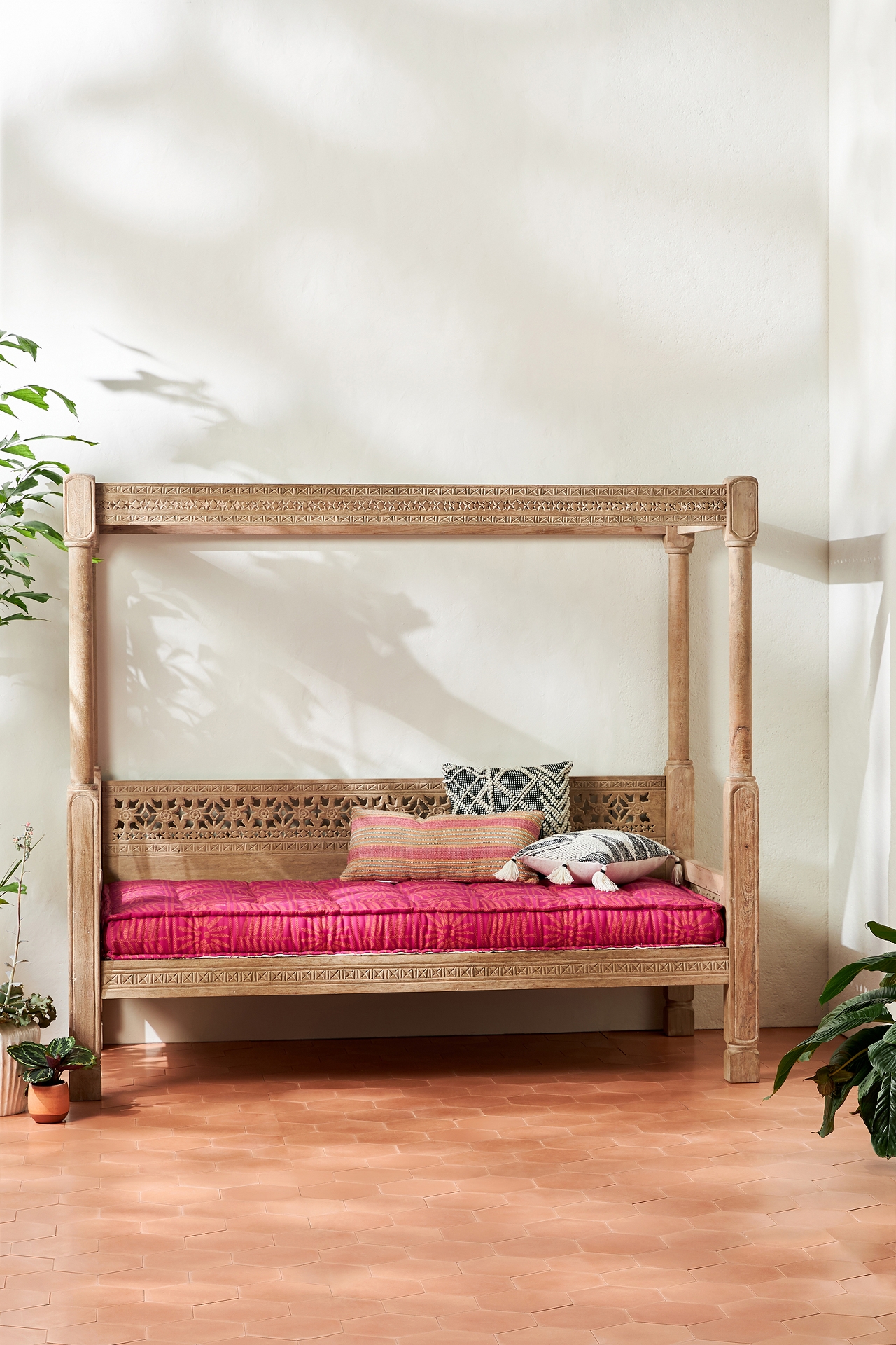 Carved Ezana Indoor/Outdoor Canopy Daybed