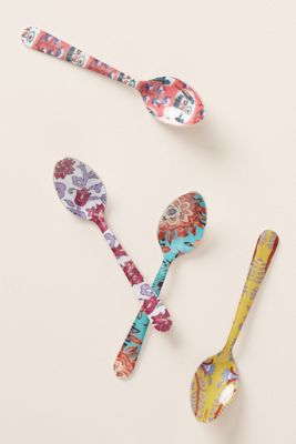 Blockprint Teaspoons, Set of 4