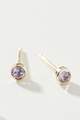 14k Yellow Gold Birthstone Post Earrings