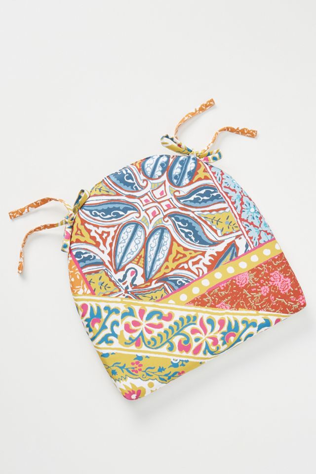 Blockprinted Indoor/Outdoor Seat Cushion #2