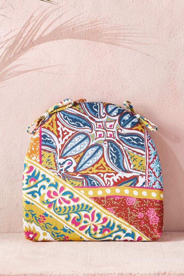 Blockprinted Indoor/Outdoor Seat Cushion #1