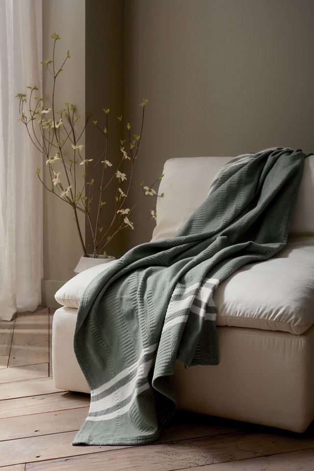 Cirrus Blue Organic Cotton Woven Throw Blanket