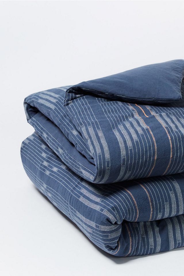 Moonlight Blue Organic Cotton Ikat Full/Queen Duvet Cover