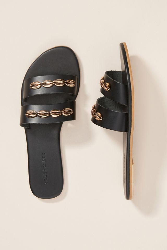 Salt + Umber Shell-Embellished Slide Sandals | Anthropologie