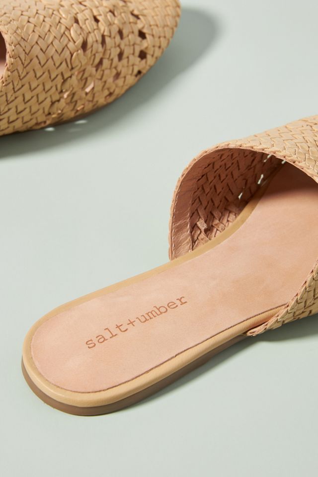 Salt + Umber Woven Leather Slides #3