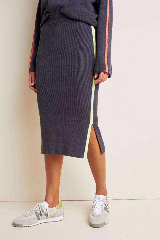 Neon Striped Sweater Midi Skirt #1