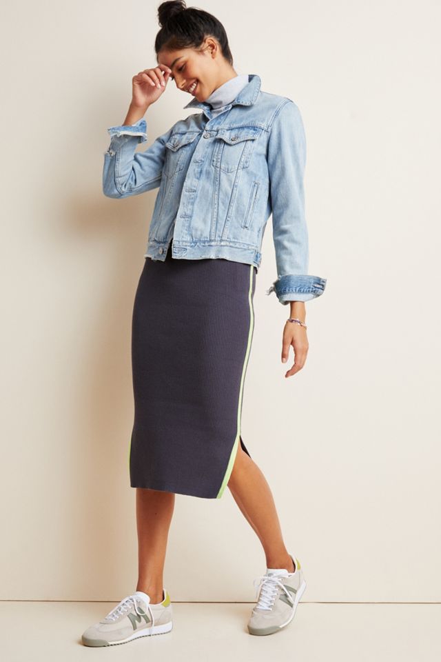 Neon Striped Sweater Midi Skirt #3
