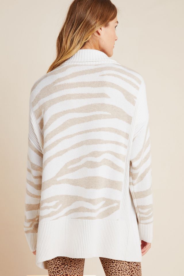 New Anthropologie shops Varley Zebra Striped Cardigan $178 SMALL