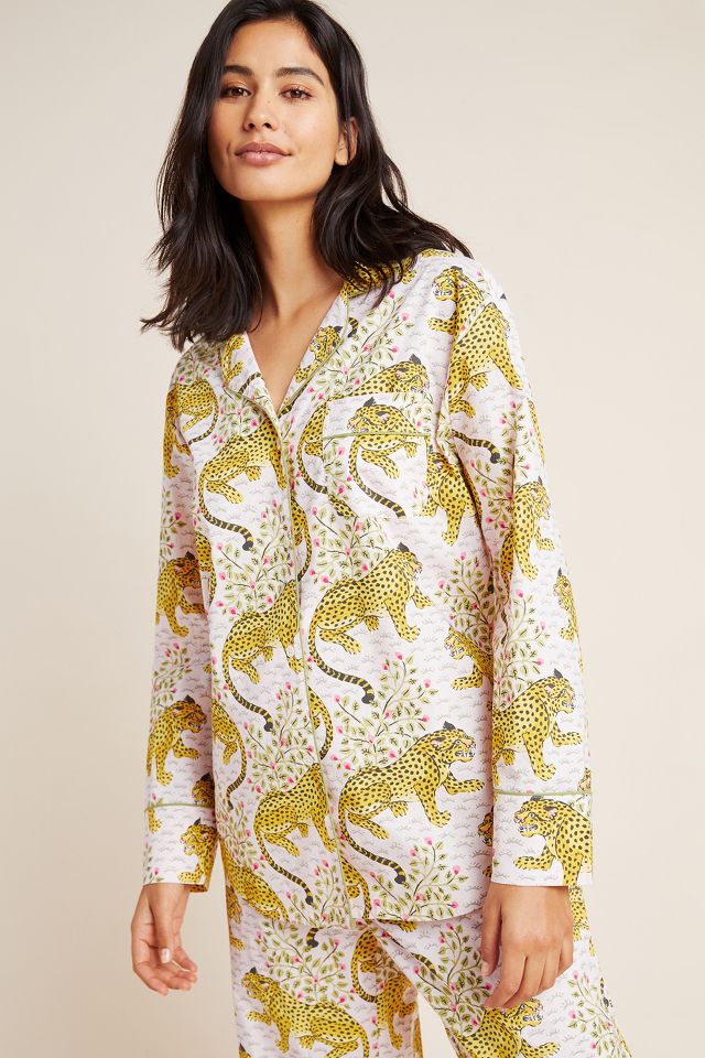 Anthropologie cheetah pajamas hot sale