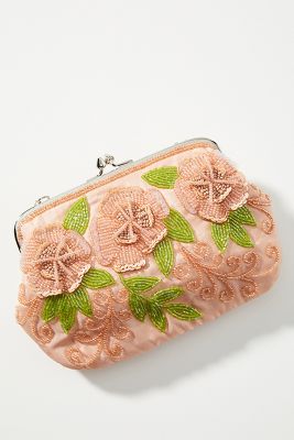 NWT Anthropologie Tuileries Brocade Pouch Pink Rose by Patch NYC 8" W x 5" H  US 