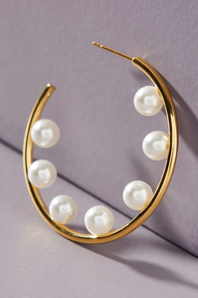 Victoria Six Pearl Hoop Earrings #1