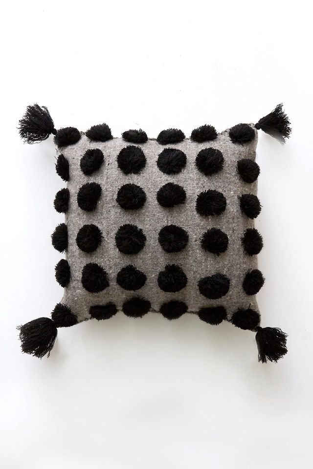 Black and white 2025 pom pom pillow