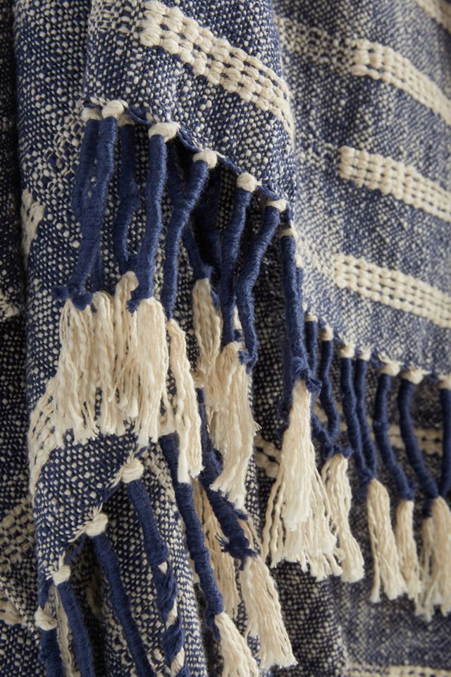 Tasseled Rami Indigo Throw Blanket | AnthroHome