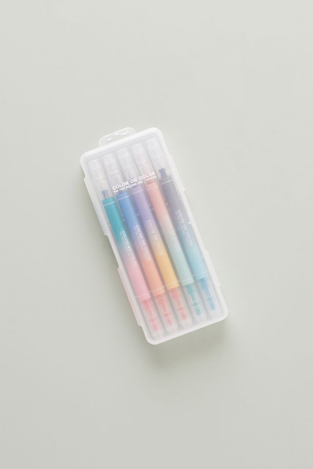 Double-Sided Colored Pens, Set of 5 | AnthroLiving