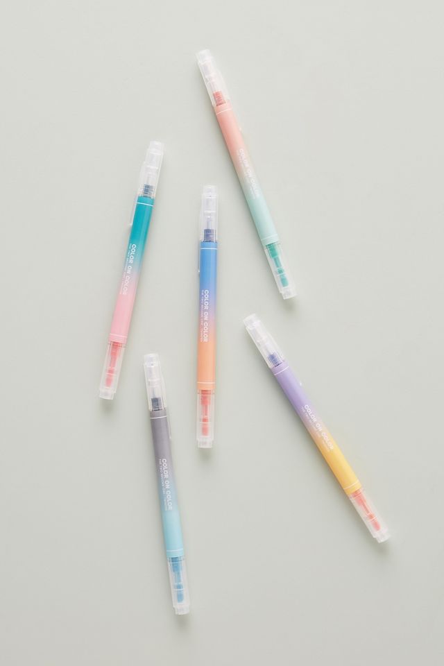 Double-Sided Colored Pens, Set of 5 | AnthroLiving