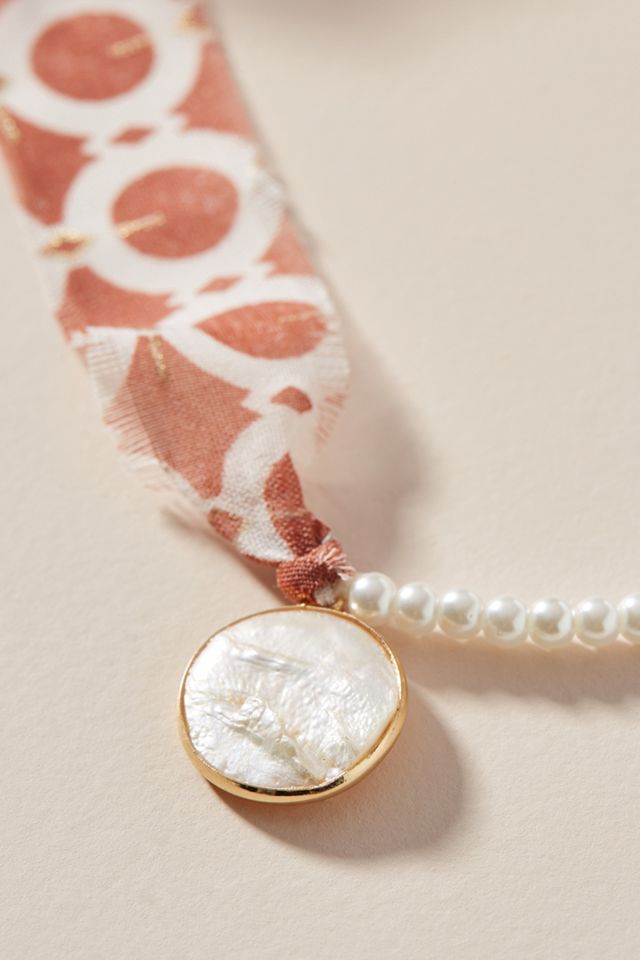 Nikki Pearl Ribbon Necklace | Anthropologie