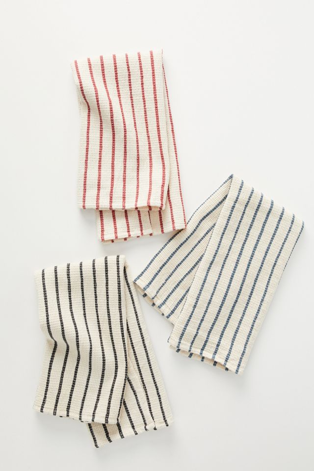 Striped Waffle Dish Towels, Set of 3