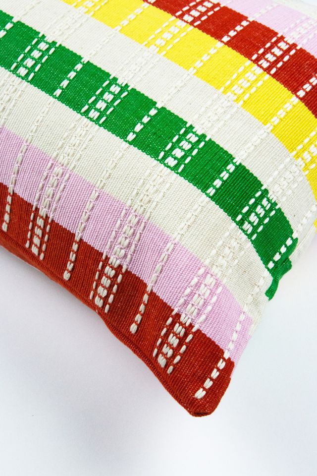Archive New York Santiago Grid Rainbow Striped Pillow #3