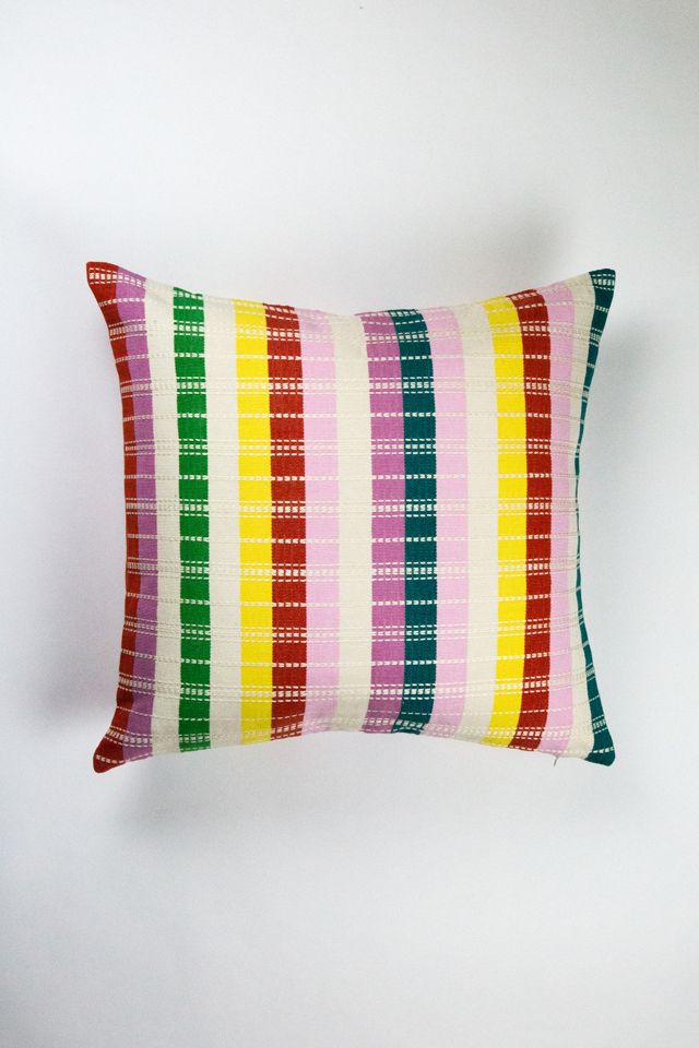 Archive New York Santiago Grid Rainbow Striped Pillow #1