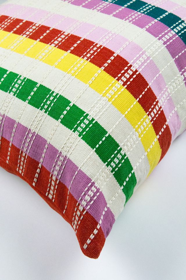 Archive New York Santiago Grid Rainbow Striped Pillow #2