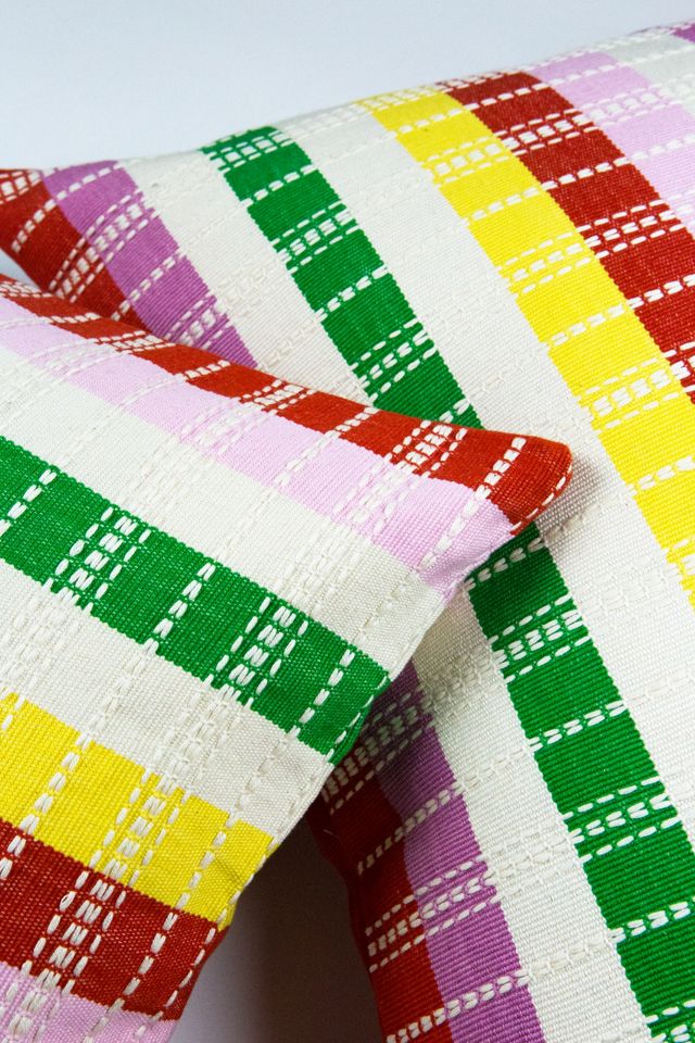 Archive New York Santiago Grid Rainbow Striped Pillow #3