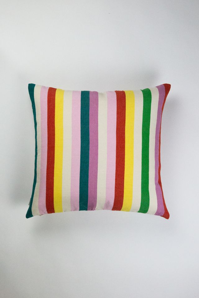 Archive New York Santiago Grid Rainbow Striped Pillow #4